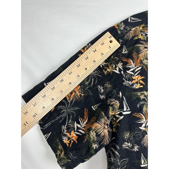 R-Options Men's Hawaiian Style Black Tropical Button-Up Shirt XL 100% Cotton - Picture 5 of 11